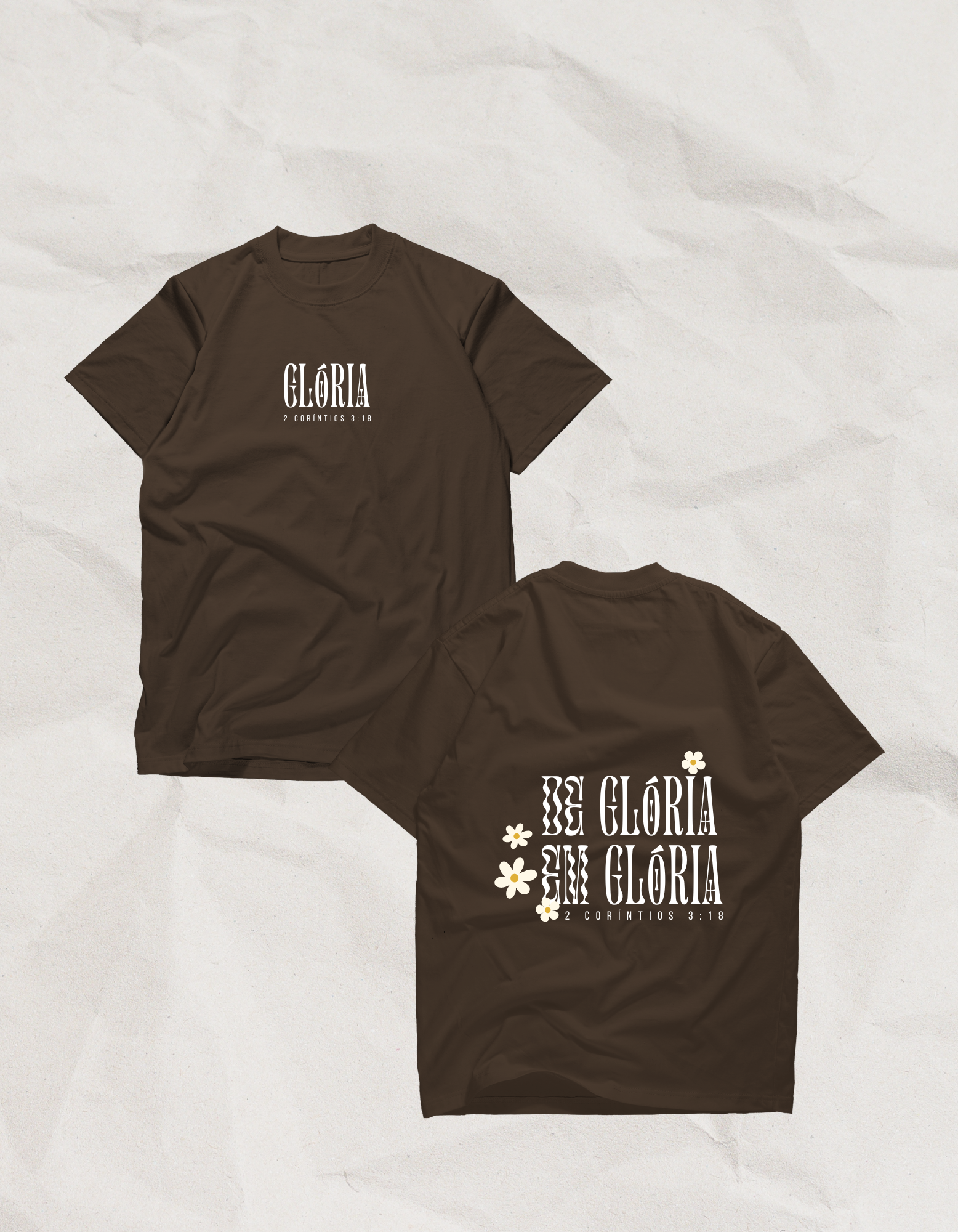 Arte de camiseta Glória, criada por Mari