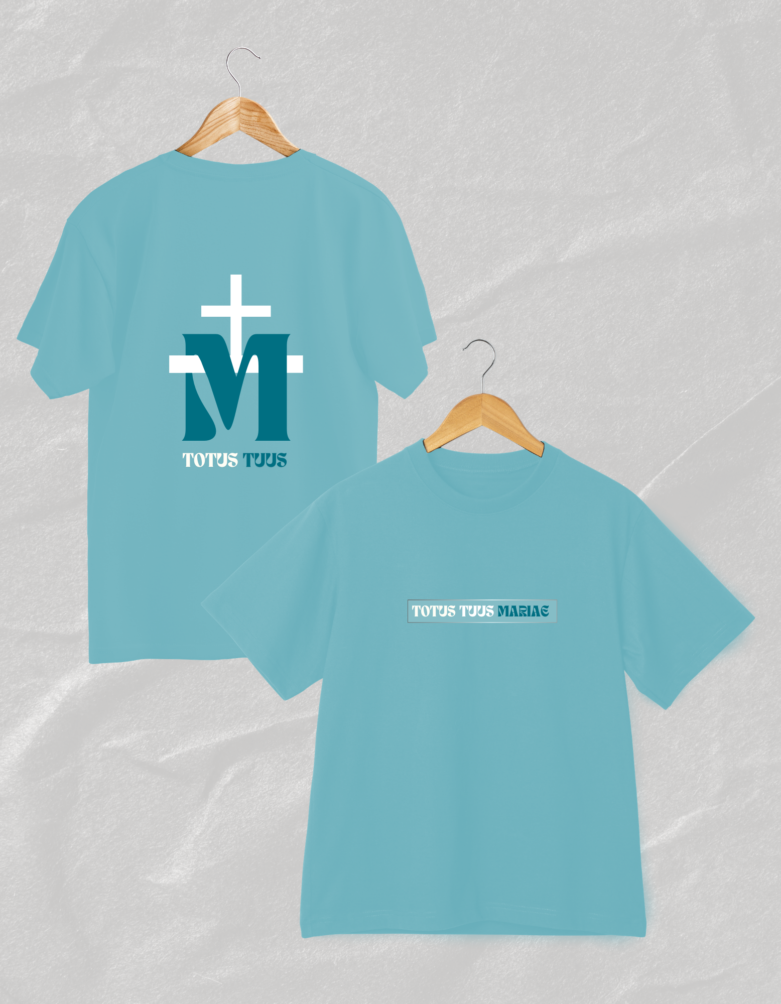 Arte de camiseta Totus Tuus, criada por Mari