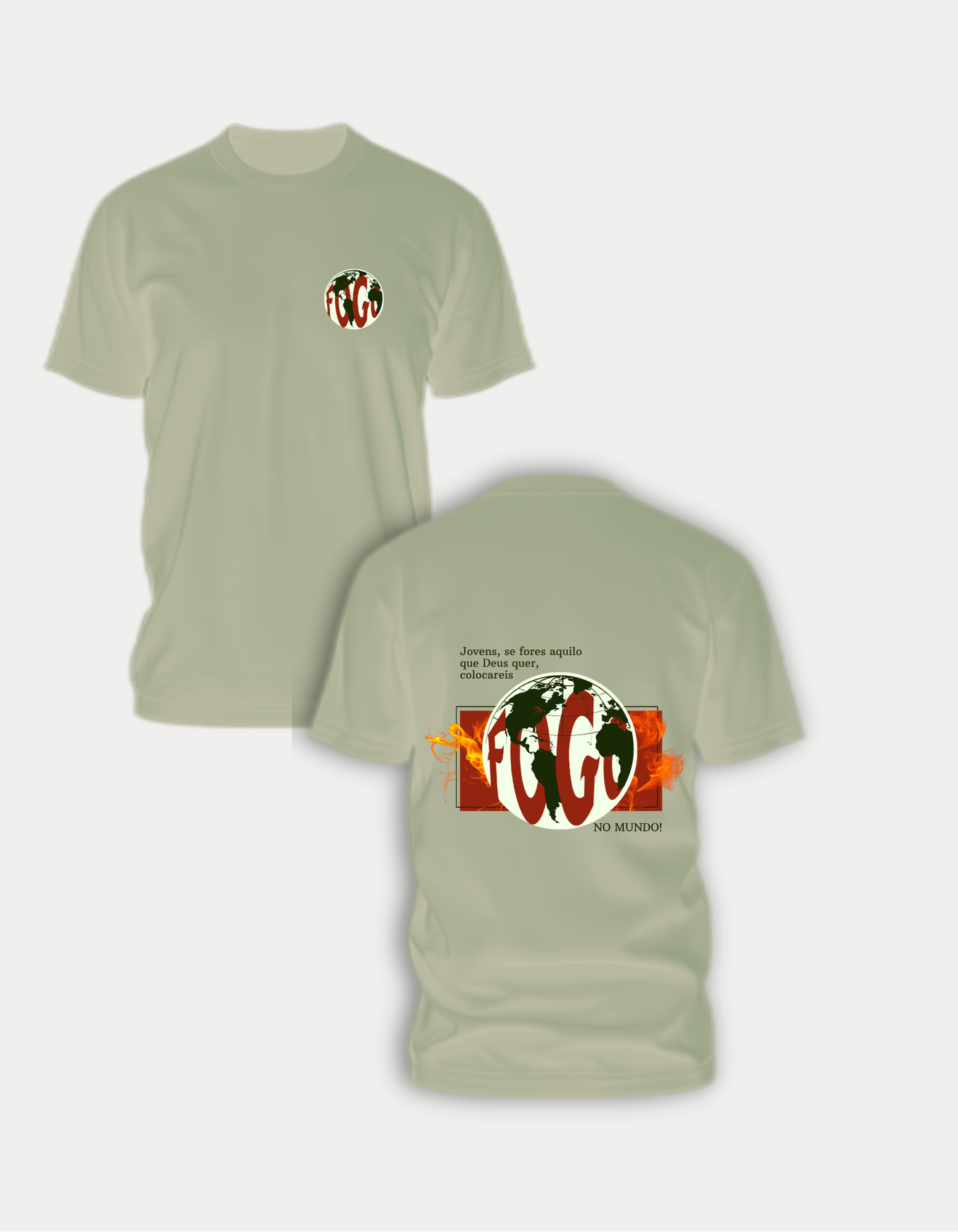 Arte de camiseta Fogo, criada por Mari