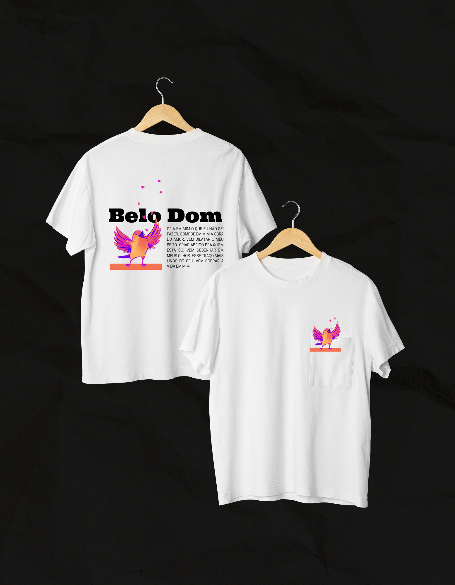 Arte de camiseta Belo Dom, criada por Mari